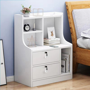 床边小柜子置物架简约卧室储物柜书架大容量多功能收纳带锁床头柜