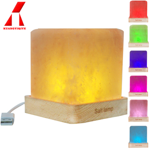 水晶盐灯喜马拉雅现代简约led木质床头灯创意小夜灯usb台灯礼物品