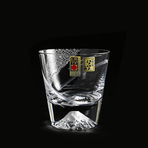 日本进口江户硝子富士山杯限定款切子威士忌杯情侣送礼家用烈酒杯