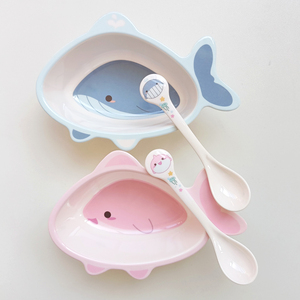薇可可儿童碗辅食餐厅餐具宝宝碗鲸鱼海豚儿童小孩训练专用吃饭碗