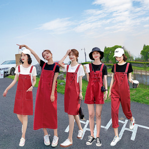 不一样的闺蜜装ins风早春秋夏季韩版三四人姐妹装学生背带裙套