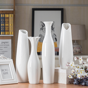 陶瓷花瓶玉兰摆件高客厅插花装饰简约现代 细长墙柜走廊小圆型