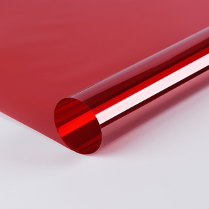 红色玻璃幕墙改色装饰贴膜手工婚庆窗户贴纸彩色玻璃纸透明透光纸
