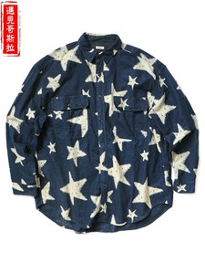 日本代购KAPITAL 20AW新款 法兰绒 IDG蓝染 拔染星星图案工装衬衫