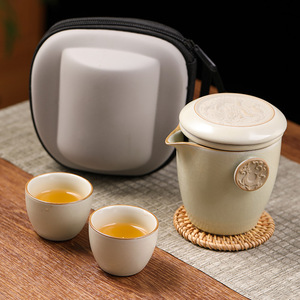 汝窑旅行茶具套装便携式一人饮茶壶茶杯功夫泡茶具简约快客杯茶具