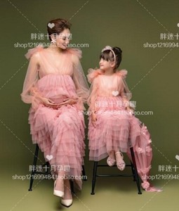 2021新款影楼孕妇拍照摄影唯美纱裙母女写真亲子主题服装套装出租