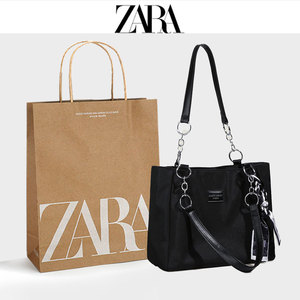 ZARA链条托特包2023新款包包女上课通勤女包大容量包包软皮单肩包