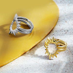 欧美小众设计高级感太阳花戒指 男女时尚网红钛钢太阳指环手饰品