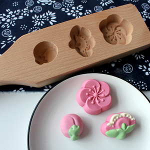 包邮绿豆糕模具新款日式和果子工具冰皮小月饼南瓜饼花型木质模具