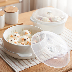 微波炉加热专用碗带盖塑料保鲜盒蒸蛋米饭器皿餐具圆形蒸器家用