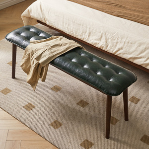 胡桃色实木软包床尾凳卧室床边凳床尾榻1.2米床前凳放衣服长条凳