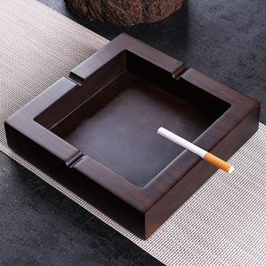 黑檀实木烟灰缸大号带盖烟灰缸创意个性潮流中式复古客厅家用定制