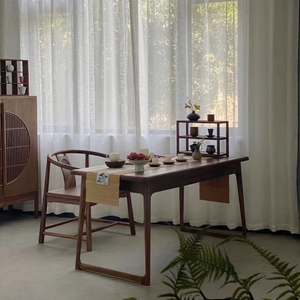 新中式北美黑胡桃木阳台茶桌椅组合茶室禅意工夫茶泡茶台实木家具
