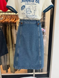 MAKE韩国20 24夏新款 可爱小猫图案印花圆领短袖T恤半身裙套装