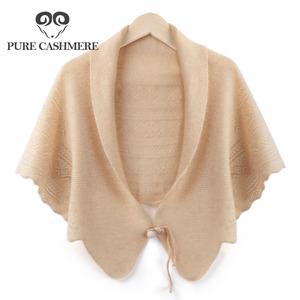 Pure cashmere意客定制 羊绒披肩镂空三角围巾女秋冬季空调房外搭