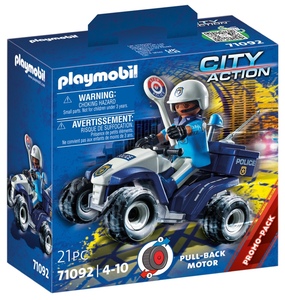 playmobil71092摩比世界广场警察回力车积木玩具