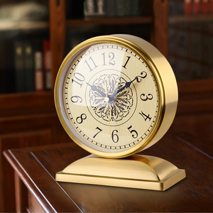 宝丽纯台式黄铜钟表摆件钟北欧轻奢欧式客厅时钟创意个性装饰座钟