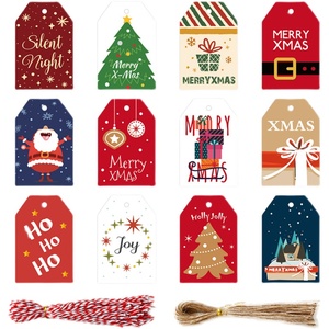 韩式圣诞节日卡通趣味吊牌 圣诞树装饰挂件彩色图案礼盒小吊卡片