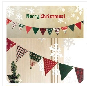 圣诞节派对装饰拉旗 聚会家居装饰挂件 1.5m韩版圣诞彩旗三角旗