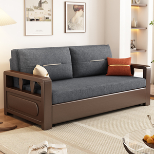 折叠沙发床两用客厅多功能布艺实木小户型沙发双人抽拉式经济型