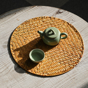 KENS手工编织餐垫 隔热垫防烫砂锅 简约草编垫圆形垫子茶杯垫
