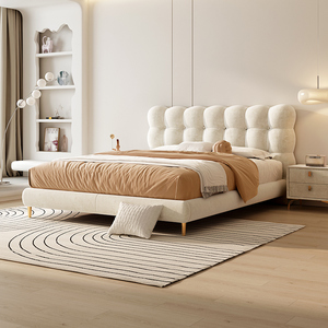 菲玛仕新款防水科技布网红ins风实木床现代简约卧室双人实木床