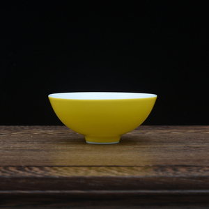 雍正款黄釉杯颜色釉景德镇仿古瓷器功夫茶具纯色单杯纯黄色品茗杯