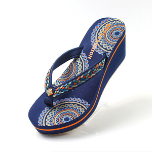 民族夏季进口越南女人字拖鞋正品平仙防滑厚底旅游沙滩鞋增高橡胶