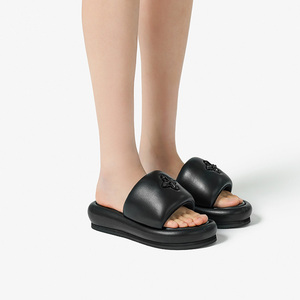 【市面无更好】SMFK新款黑气球拖鞋舒适平底女鞋夏季百搭一字拖潮