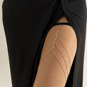三层流苏水晶珍珠金属大腿链女 欧美新款时尚性感度假露腿装饰品