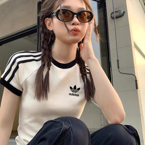Adidas阿迪达斯短袖女夏季纯棉圆领套头三叶草运动休闲T恤2024潮