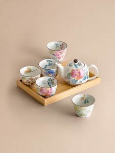 清仓日本进口陶瓷茶具美浓烧和蓝花水彩茶壶茶杯套装乔迁新婚礼品