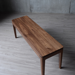 榕素北欧实木跨床櫈胡桃木条凳简约长板凳现代黑胡桃木换鞋凳新品