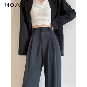 MOAOL/摩奥MOAOL摩奥窄版阔腿裤女夏款垂感直筒长裤显瘦西装裤