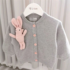 女童针织开衫婴儿小童韩版洋气春秋薄款宝宝毛衣儿童新款秋装外套