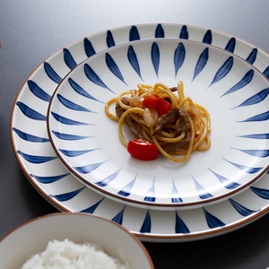 日式牛排餐盘西餐盘子家用网红菜盘点心盘早餐盘手绘陶瓷餐具平盘