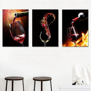 餐厅装饰画现代简约无框画葡萄红酒杯饭厅挂画创意艺术组合墙壁画