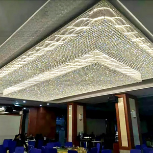 酒店大堂吸顶灯展厅宴会宾馆大厅长方形大型水晶灯具定制售楼部灯