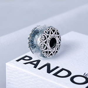 Pandora潘多拉珠子串珠幻彩白色琉璃925纯银优雅镂空气质女797617