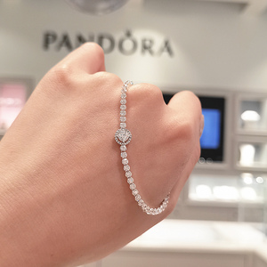Pandora潘多拉网球纯银手链599416C01宝石钻小众轻奢精致礼物女款