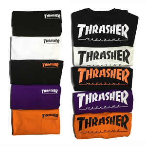 正品现货 日版Thrasher 2019ss高端基础字母口袋火焰短袖T恤情侣