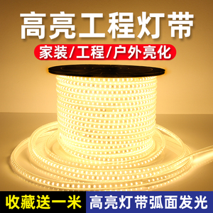 灯带led220V户外防水超亮暖色家用客厅氛围灯条室外白光工程亮化