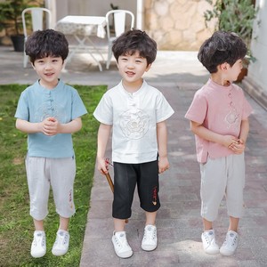 汉服童装夏季复古装薄款两件套男童中国风小童棉麻儿童唐装夏套装