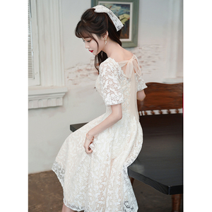 小个子洋装晚礼服女宴会气质订婚连衣裙领证登记日常平时可穿白色