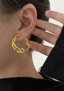 绳结圆圈金色耳环女小众设计缠绕极简约耳圈轻奢高级感素圈耳饰