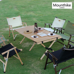 桌野折叠桌露营之外实木桌榉木椅山客户折叠蛋卷蝴蝶餐折叠桌椅椅