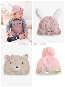 现货部分 英国NEXT 新款女宝宝女童小熊兔子保暖全棉毛线针织帽