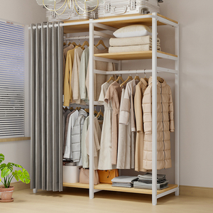 简易衣柜出租房用经济型结实耐用家用卧室衣橱小户型开放式钢架柜