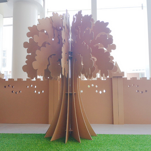 趣造吧创意瓦楞纸3D拼装植物创意环保展陈活动互动装置纸板树