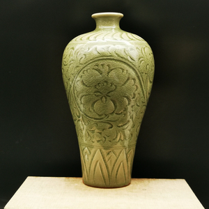 宋耀州窑手工刻花梅瓶古玩瓷器古董老货民间老物件收藏品花瓶摆件